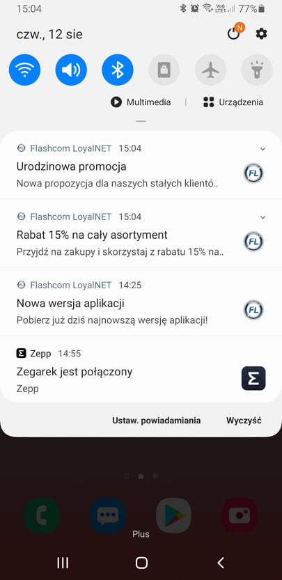 Powiadomienia PUSH na telefonie klienta